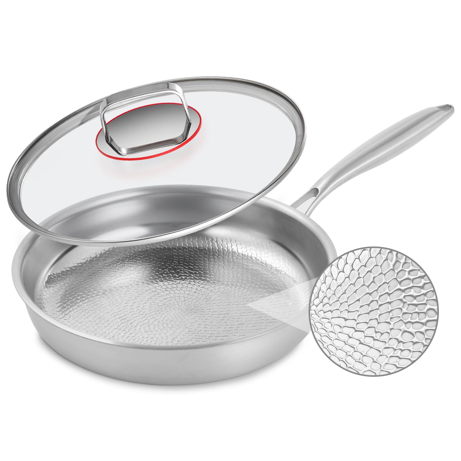 Stainless Steel Frying Pan,28CM Non-Stick Coating – Removable Handle, Induction Compatible, Oven & Dishwasher Safe, PTFE/PFOA-Free