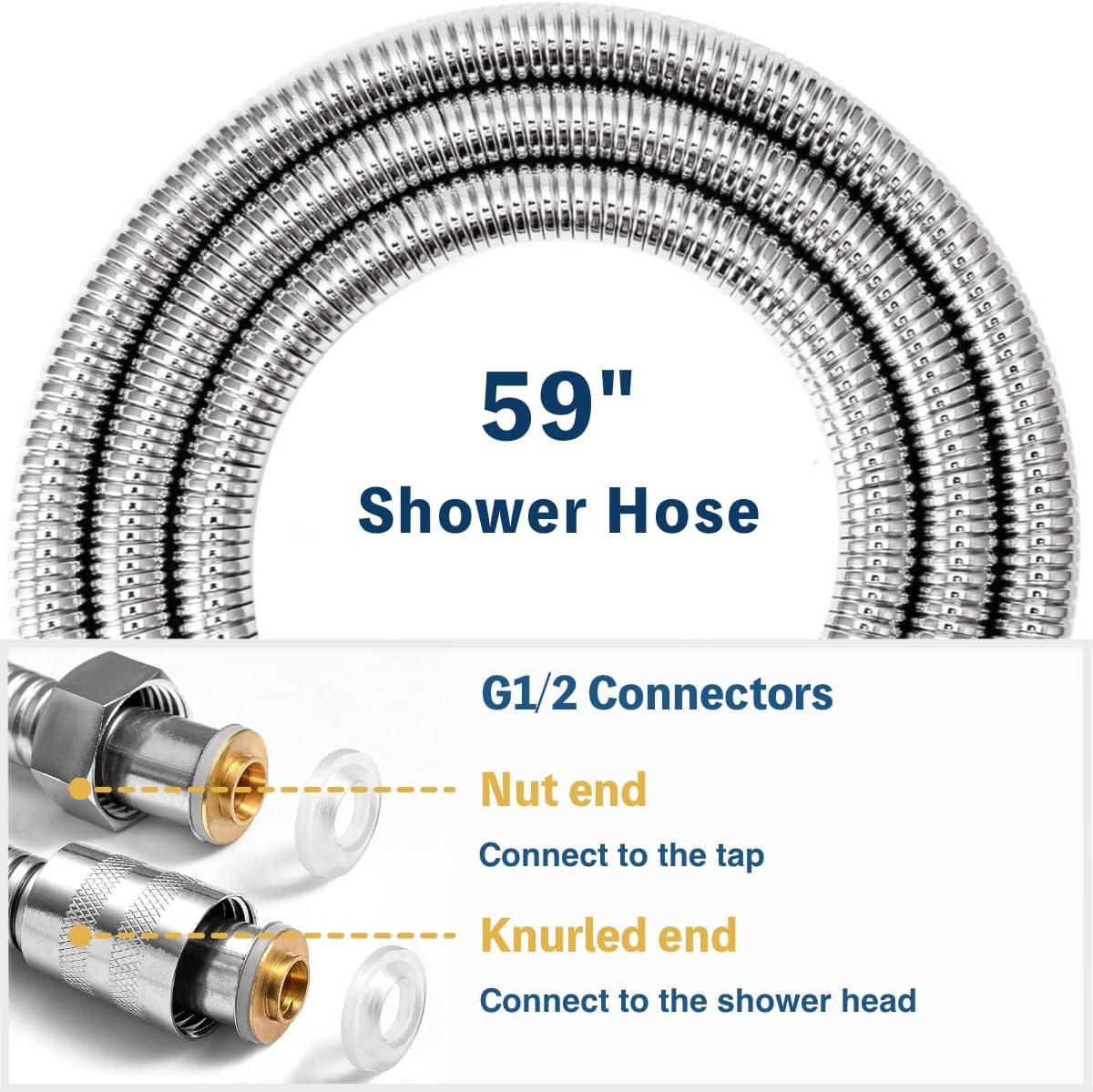 Rainfall Shower Head and Hose, Big Shower Head Set for High Pressure Shower Replacement, Universal Showers Head with 1.5m Hose and Bracket, Shower Hose and Head with Wall Mount Holder