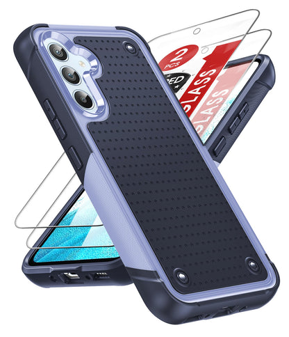 LeYi Armour Case Compatible with Samsung Galaxy A54 5G, Galaxy A54 Phone Cover with 2 Pack Tempered Glass Screen Protectors, Heavy Duty Hard PC Textured Shockproof Back Case Red
