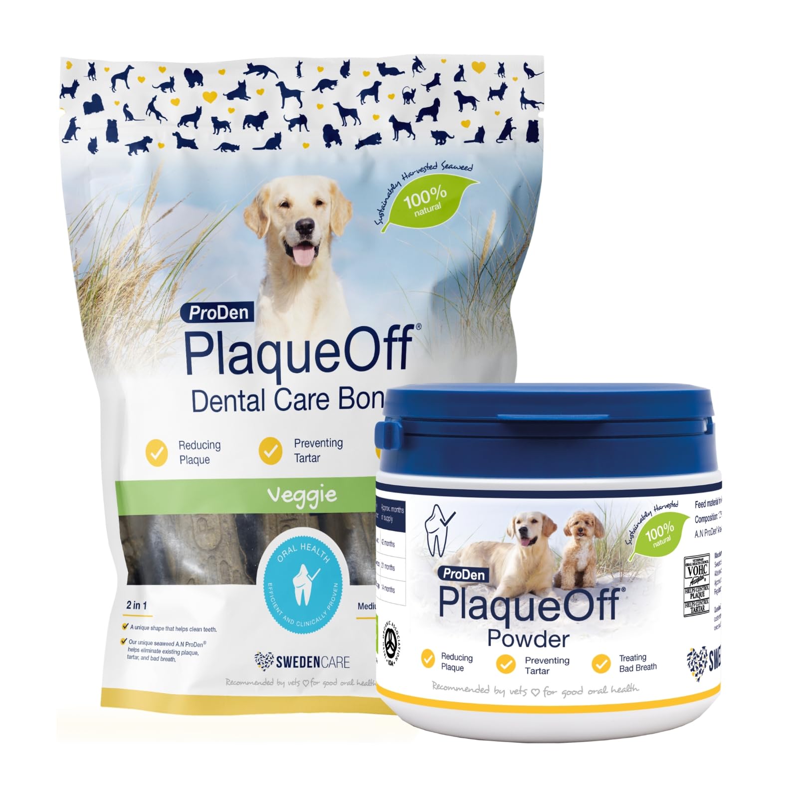 Powder for Dogs & Cats, Tartar & Bad Breath Remover 100% Natural Teeth Cleaner and Plaque Remover 60 g
