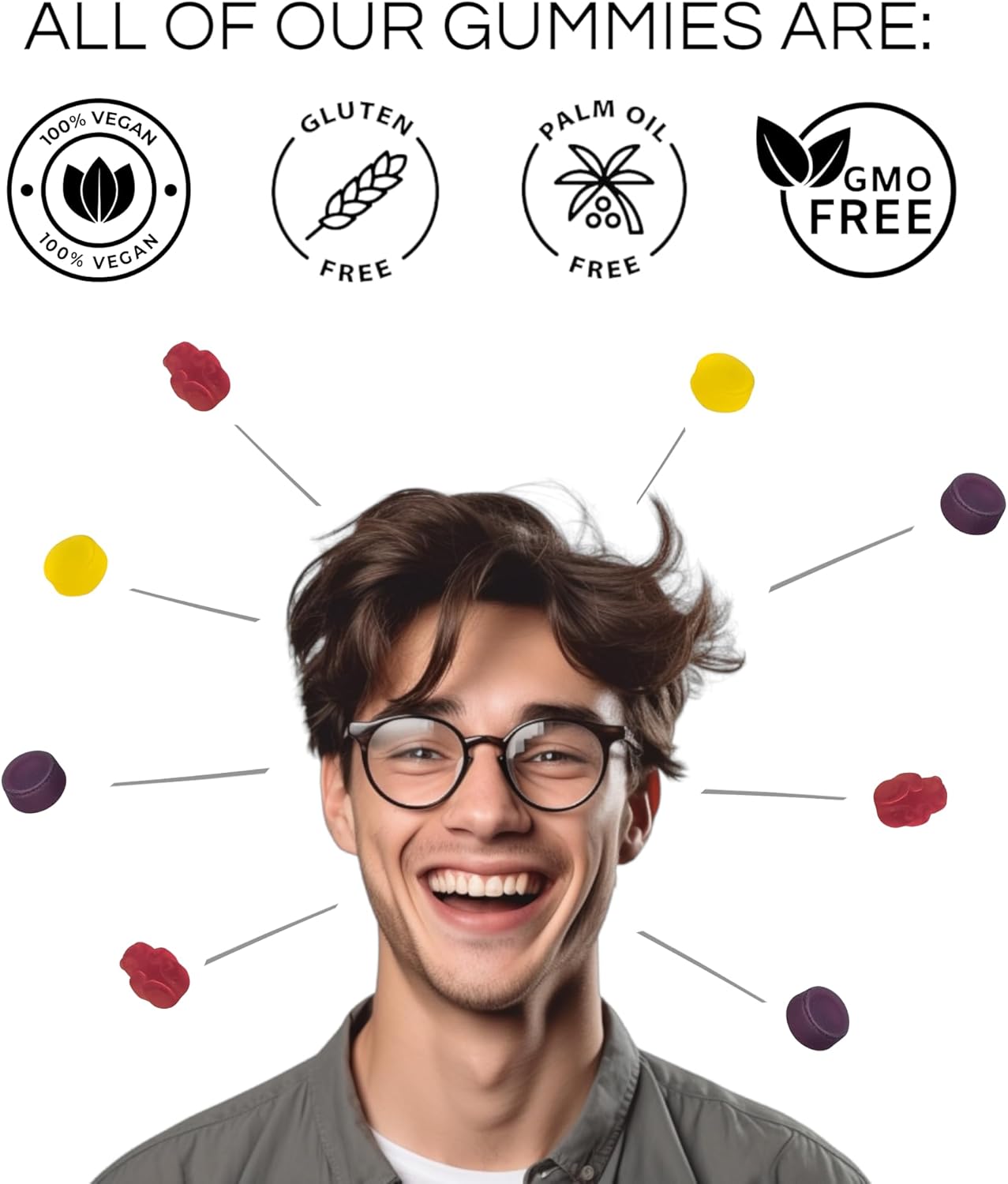 gmys Multivitamin+ Daily Wellbeing Gummies - Vitamin C Gummies with Zinc, Biotin & Folic Acid - Immune Support, Energy Boost & Beauty Enhancement - 12 Essential Nutrients - 60 Gummies