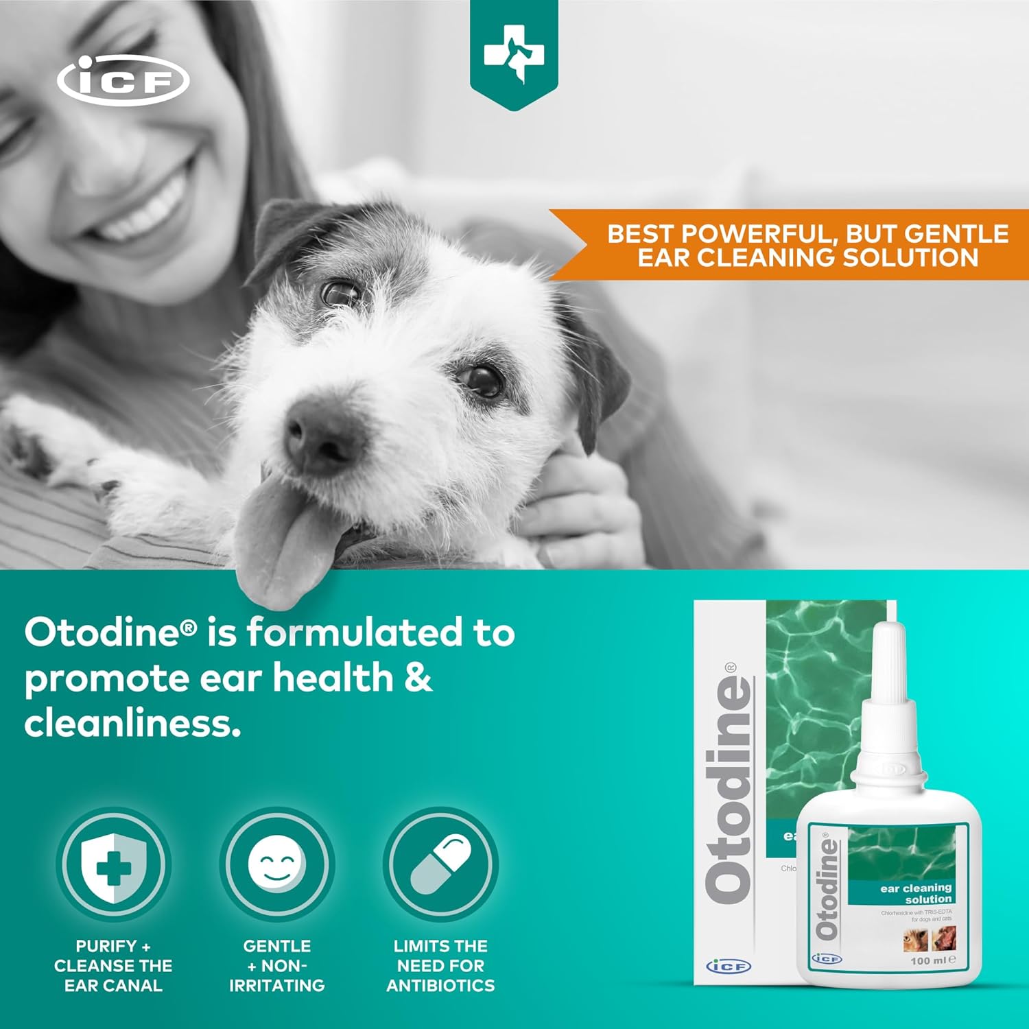 Otodine | Cat & Dog Ear Cleaner Solution | Dog Ear Drops to Stop Wax Build Up, Head Shaking, Discomfort, Ear Odour & Scratching | 100ml