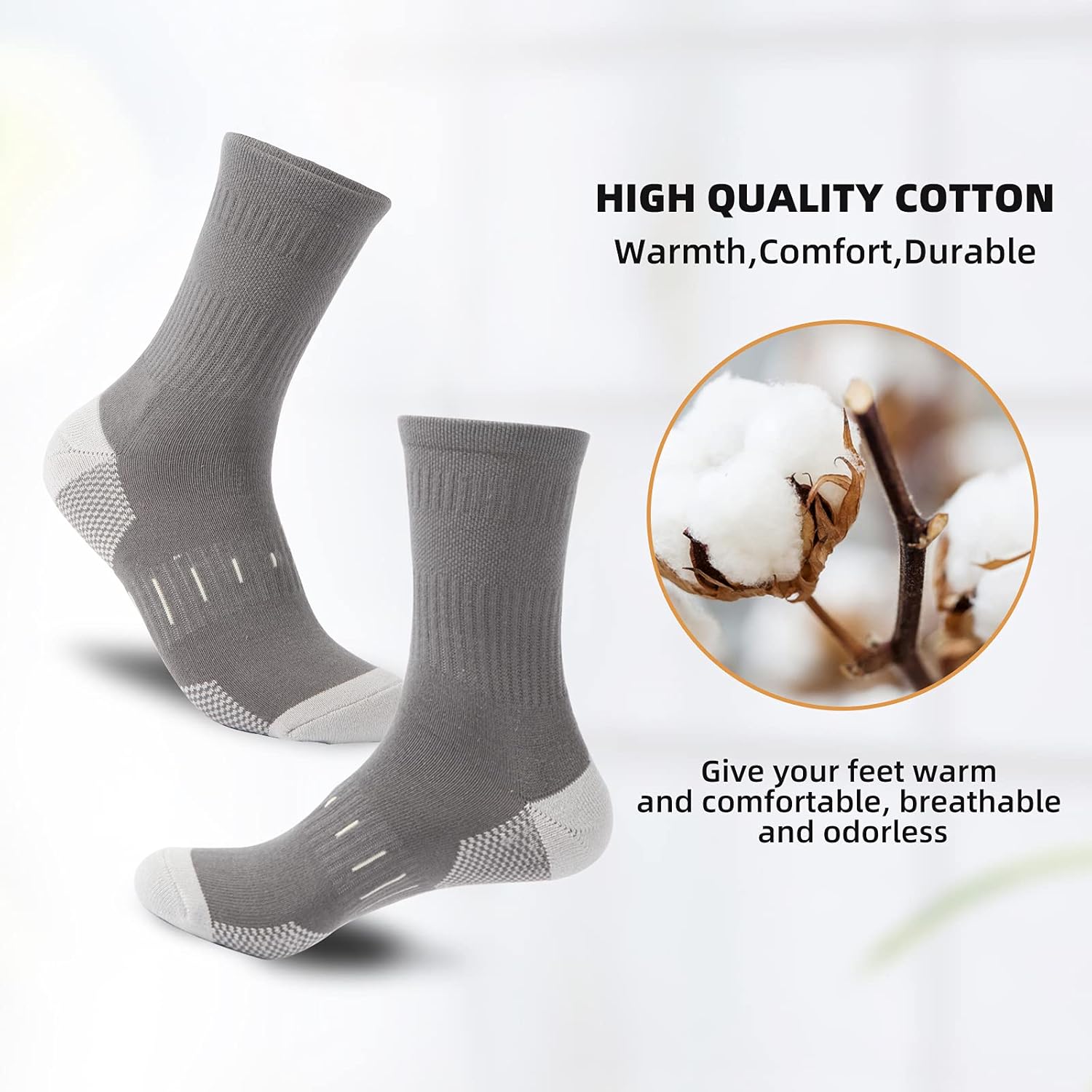 Mens Socks Cushioned Work Socks Walking Socks Womens Crew Athletic Socks for Outdoor Hiking Trainer Running