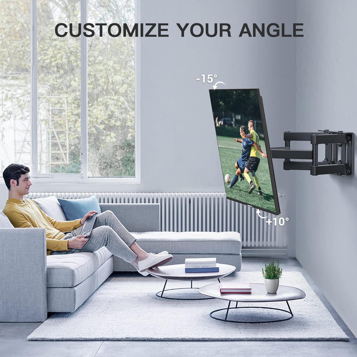 TV Wall Bracket, Swivel Tilt Wall Mount for 26-70 Inch Flat & Curved TVs up to 45kg, TV Bracket Max. VESA 400x400mm