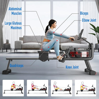 JOROTO Rowing Machines for Home Gym Foldable Rower Machine 300 LBS Weight Capacity with Bluetooth Function, Ipad Holder