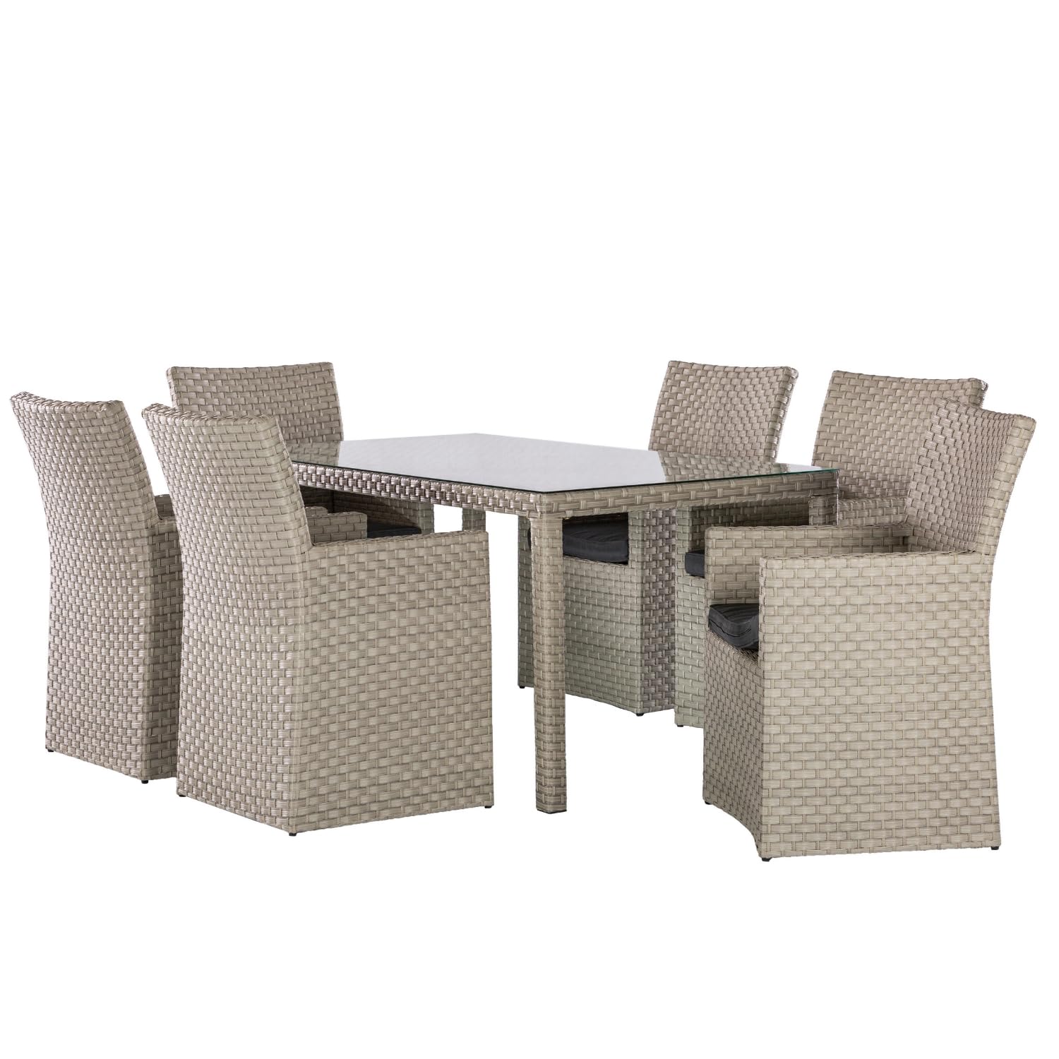 Barcelona Luxury 10 Seater Casual Dining Rattan Garden Set with Cushions, Grey/Brown, 191 x 177 x 87 cm