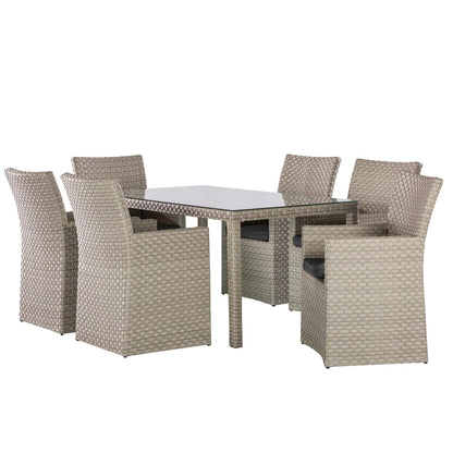 Barcelona Luxury 10 Seater Casual Dining Rattan Garden Set with Cushions, Grey/Brown, 191 x 177 x 87 cm