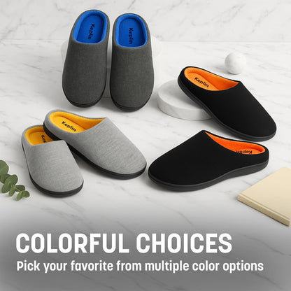 KEPLIN Men’s Memory Foam Slippers – Comfortable Indoor House Shoes for Men with Plush Cushioning, Anti-Slip Rubber Soles, Lightweight Design