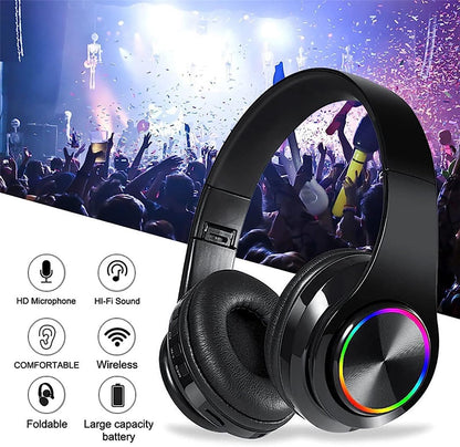 Bluetooth Headphones Over Ear, Wireless Headphones Over Ear, Foldable Lightweight Wireless Headphones with Built-in Noise Reduction Microphone for Online Class, Office, PC, Phone