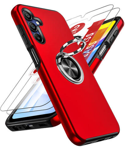 LeYi for Samsung Galaxy A15 4G/5G Case: and 2 Tempered Glass Screen Protector, with 360 Ring Holder Stand Magnetic Shockproof Heavy Duty Protective Phone Cover for A 15,Blue