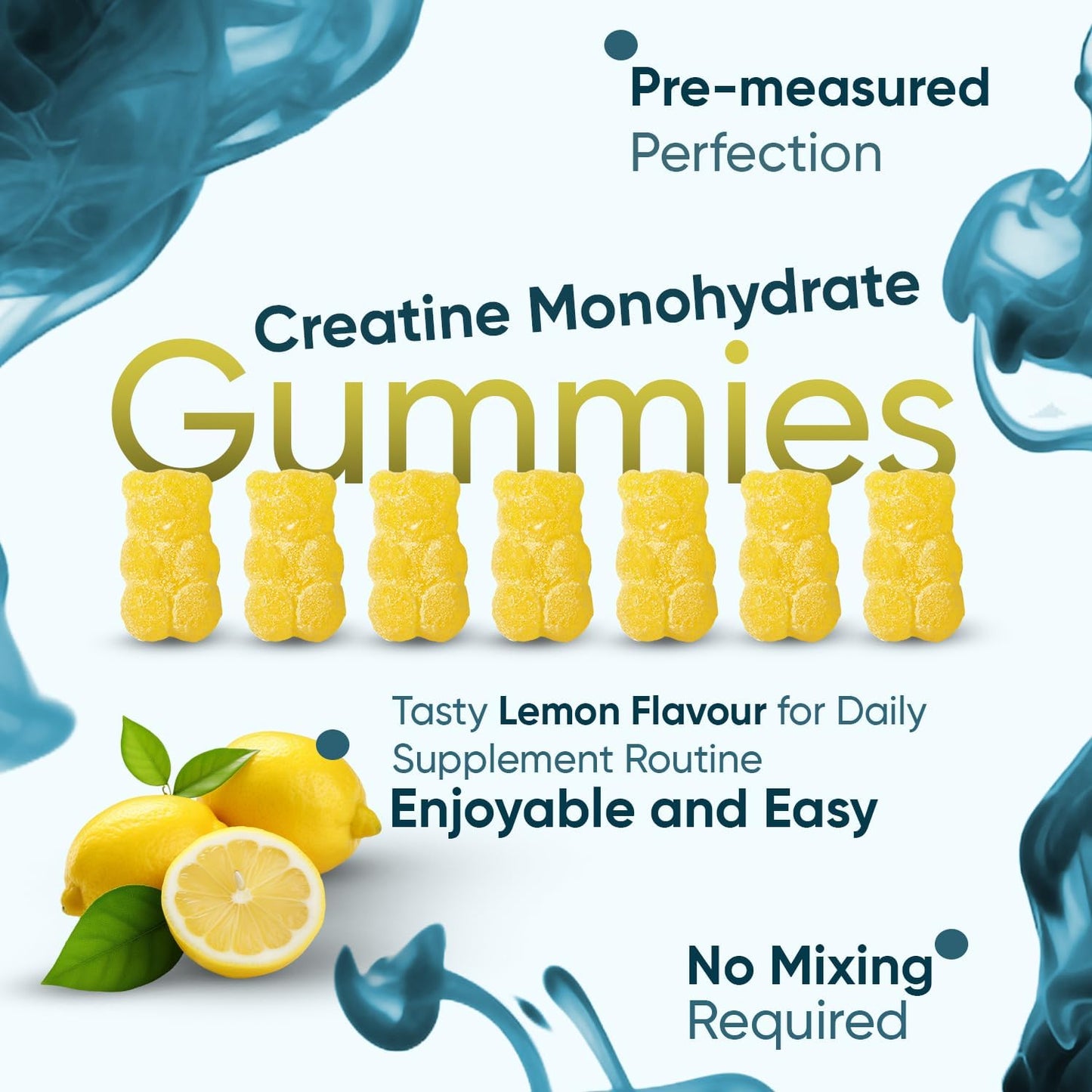 Creatine Gummies for Men & Women - 90 Chewable Creatine Monohydrate Gummies (1 Month Supply) - Natural Lemon Flavoured - Pre Workout Gym Supplement