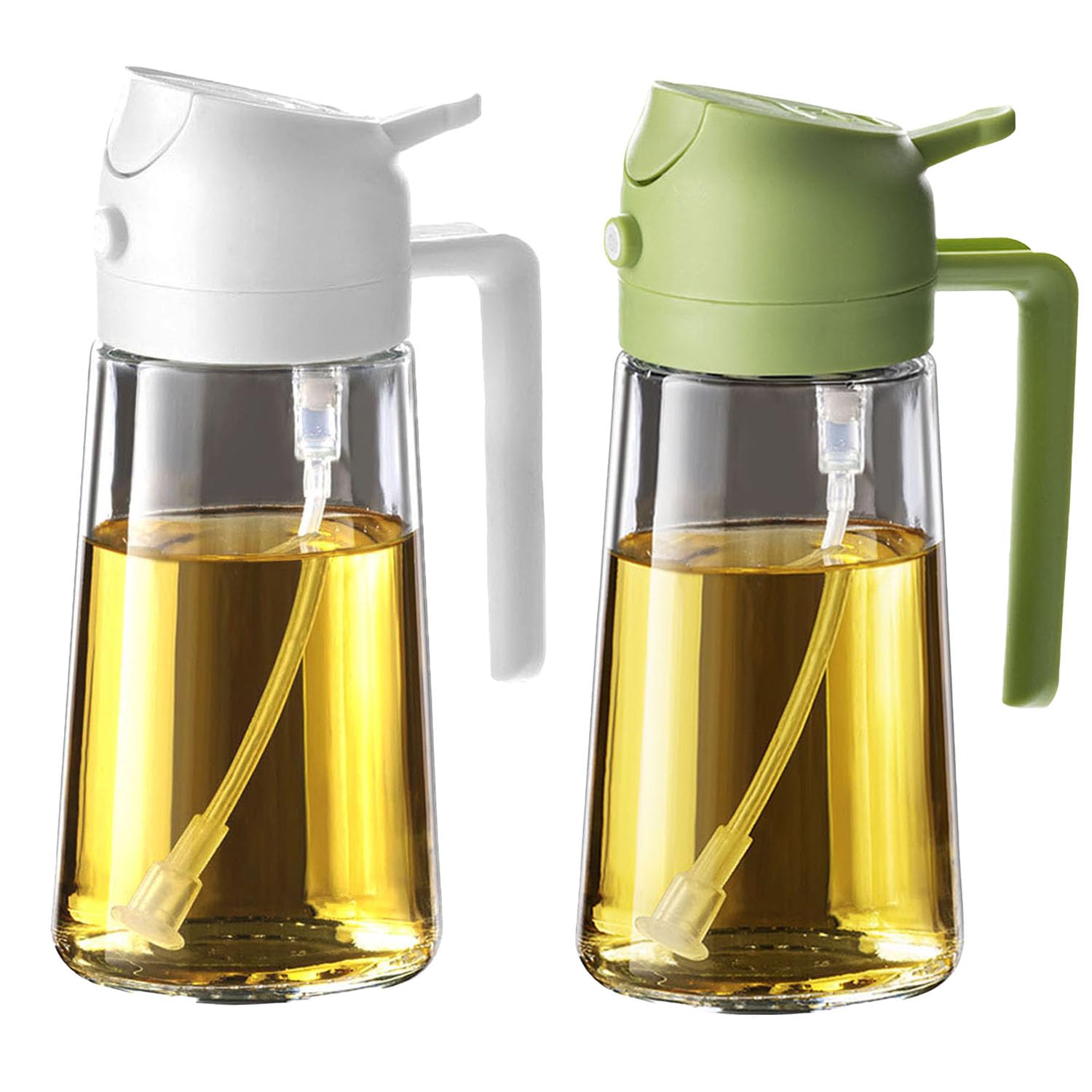 TrendPlain 16oz Olive Oil Spray Bottle - 2 in 1 Olive Oil Dispenser Bottle for Kitchen Accessories - Kitchen Gadgets, For Air Fryer (Black)