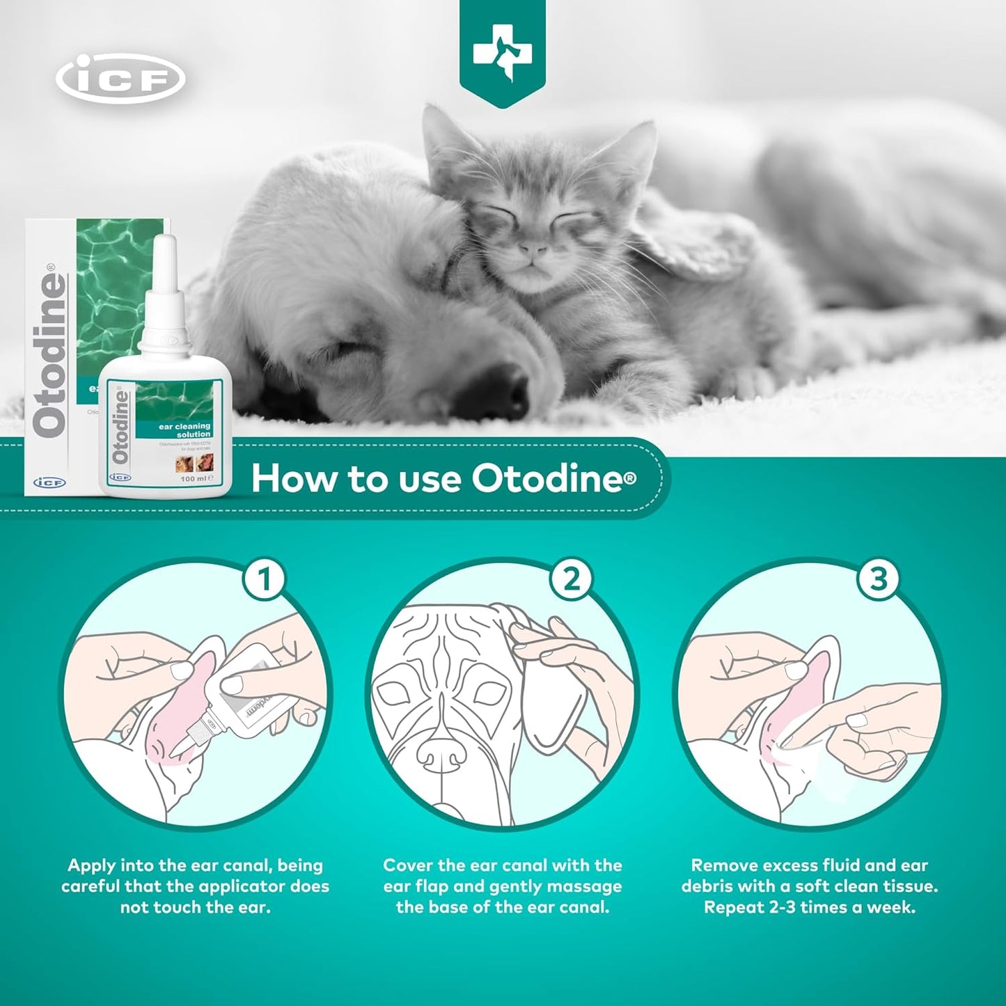 Otodine | Cat & Dog Ear Cleaner Solution | Dog Ear Drops to Stop Wax Build Up, Head Shaking, Discomfort, Ear Odour & Scratching | 100ml