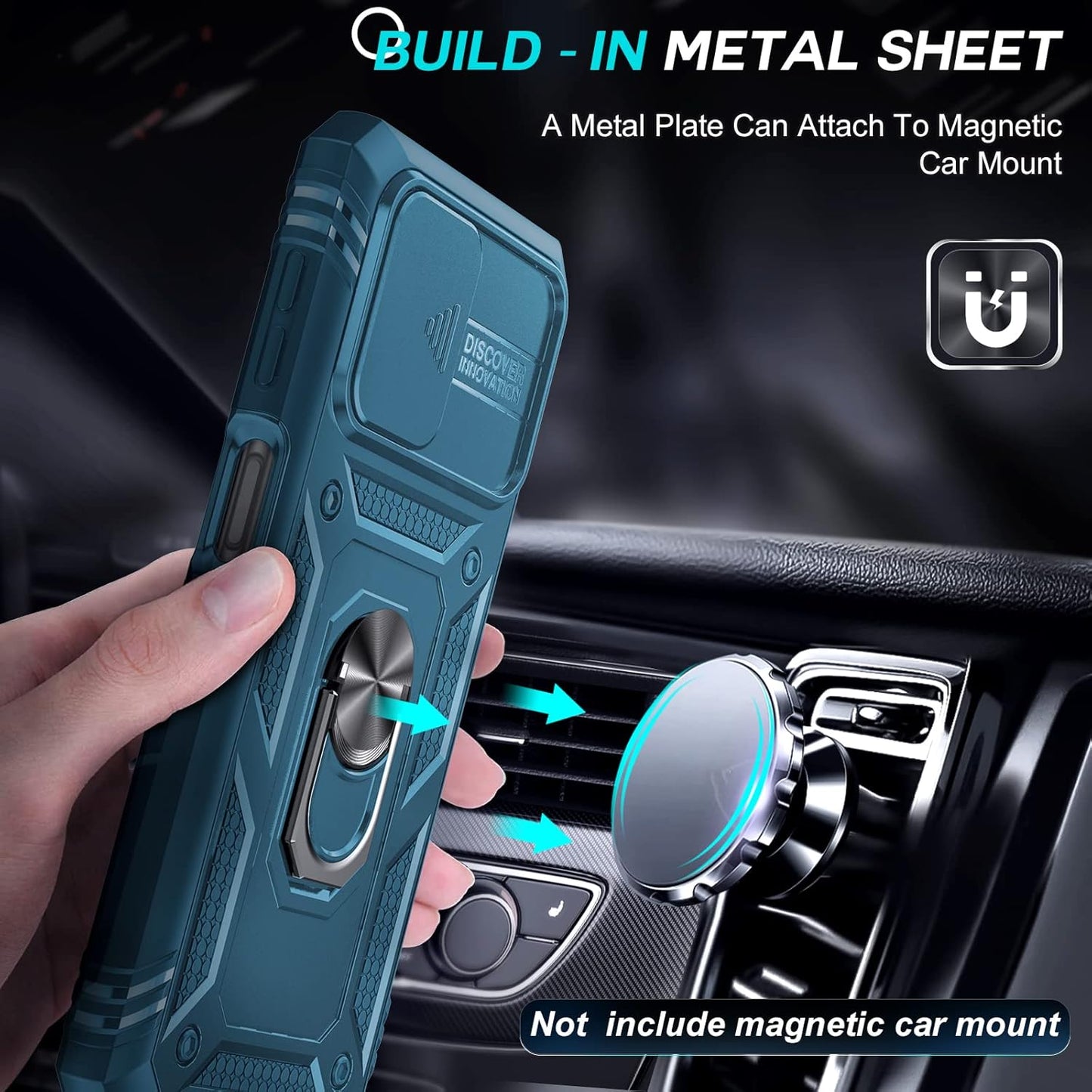 LeYi for Samsung Galaxy A32 5G Case and 2 Tempered Glass Screen Protector with Slide Camera Cover, Ring Holder Full Body Protective Heavy Duty Shockproof Silicone Tough Hard Armour Phone Case,Sea Blue