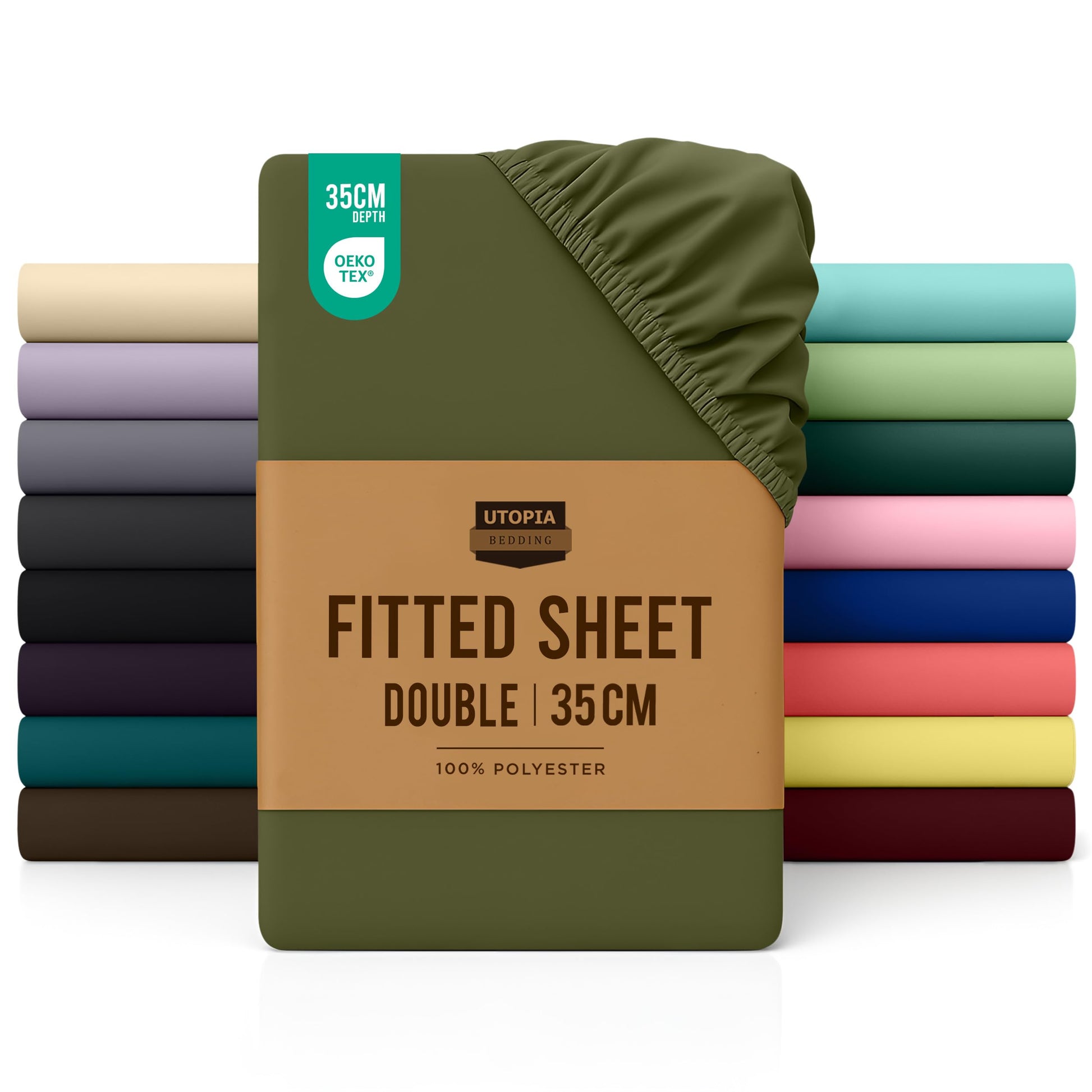 Utopia Bedding Fitted Sheet Double, White - Deep Pocket 14 inch (35 cm) - Easy Care - OEKO-TEX Certified - Soft Brushed Microfibre Fabric - Shrinkage and Fade Resistant - Bottom Sheet