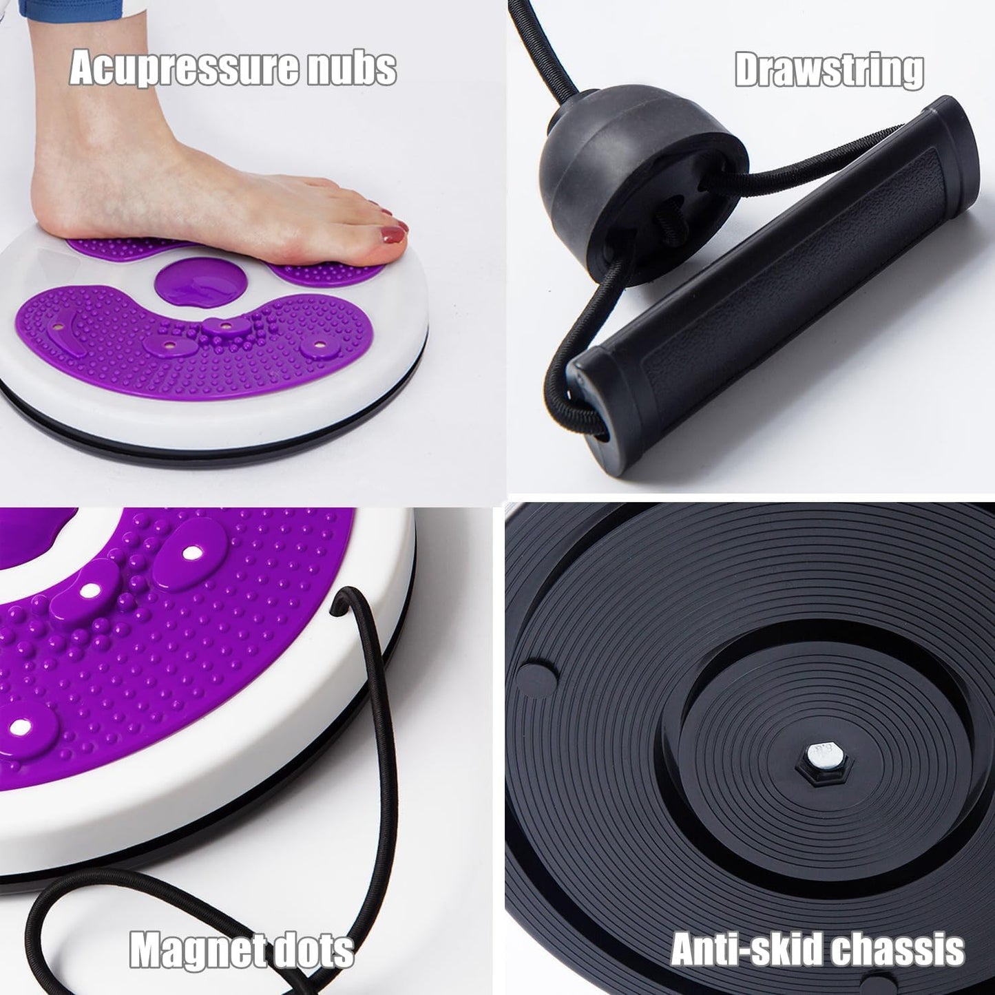 Waist Twisting Disc, Waist Whisper with Resistance Bands and Foot Massage, Body Shaping Waist Whisper Twisting Disc Board, Waist Trainer Machine for Exercise and Toning Workout Decoration (C)