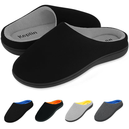 KEPLIN Men’s Memory Foam Slippers – Comfortable Indoor House Shoes for Men with Plush Cushioning, Anti-Slip Rubber Soles, Lightweight Design