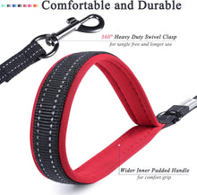 Traffic Handle Dog Lead, Soft Two Padded Handles Dog Leash, Strong Reflective & Metal Hook Training Dog Lead, Black