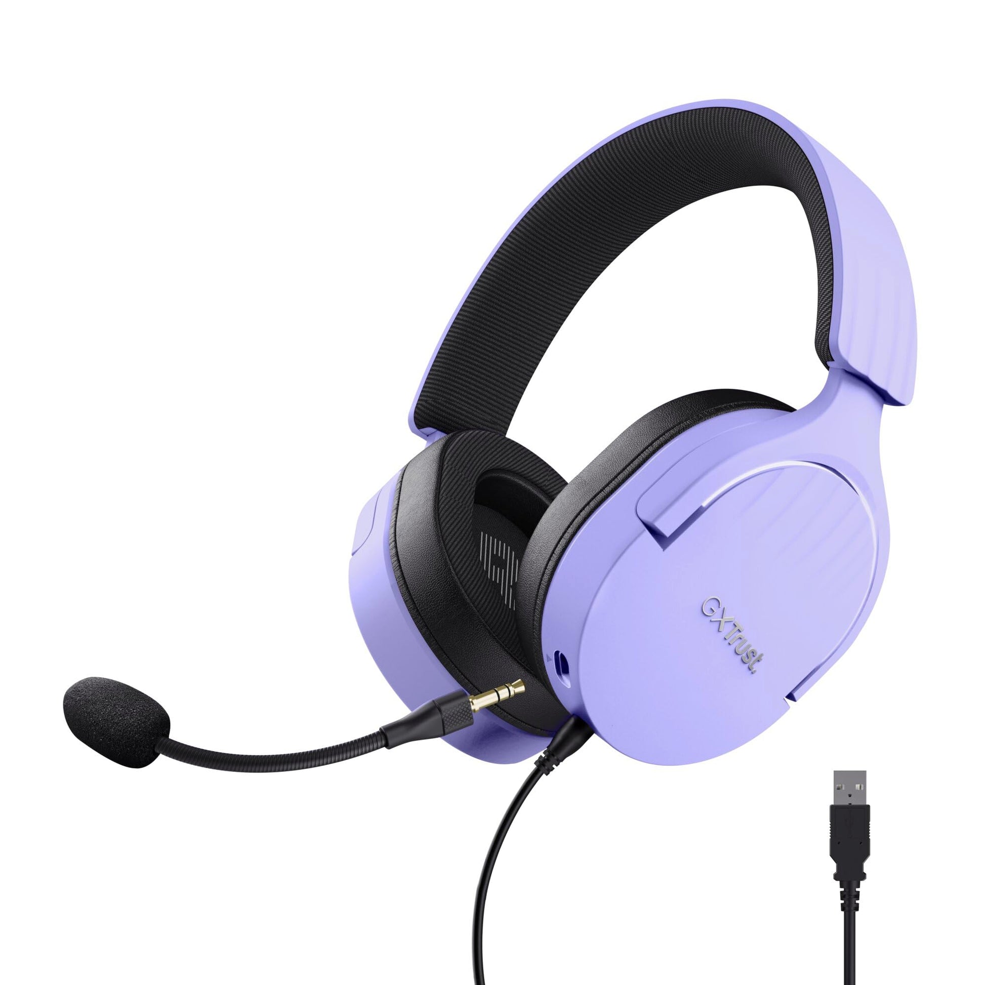 Trust Gaming GXT 489 Fayzo Gaming Headset for PC, PS5, PS4, Xbox Series X|S, Switch, Mobile, 3.5 mm Jack, 35% Recycled Plastics, Over-Ear Wired Headphones with Noise Cancelling Microphone - Purple