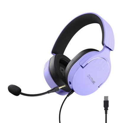 Trust Gaming GXT 489 Fayzo Gaming Headset for PC, PS5, PS4, Xbox Series X|S, Switch, Mobile, 3.5 mm Jack, 35% Recycled Plastics, Over-Ear Wired Headphones with Noise Cancelling Microphone - Purple