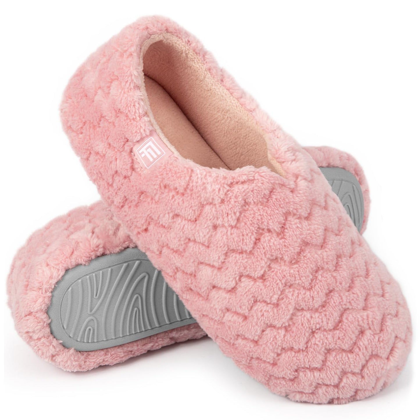 FamilyFairy Women's Memory Foam Slippers Soft Sherpa Lining Anti-Slip Lightweight House Shoes