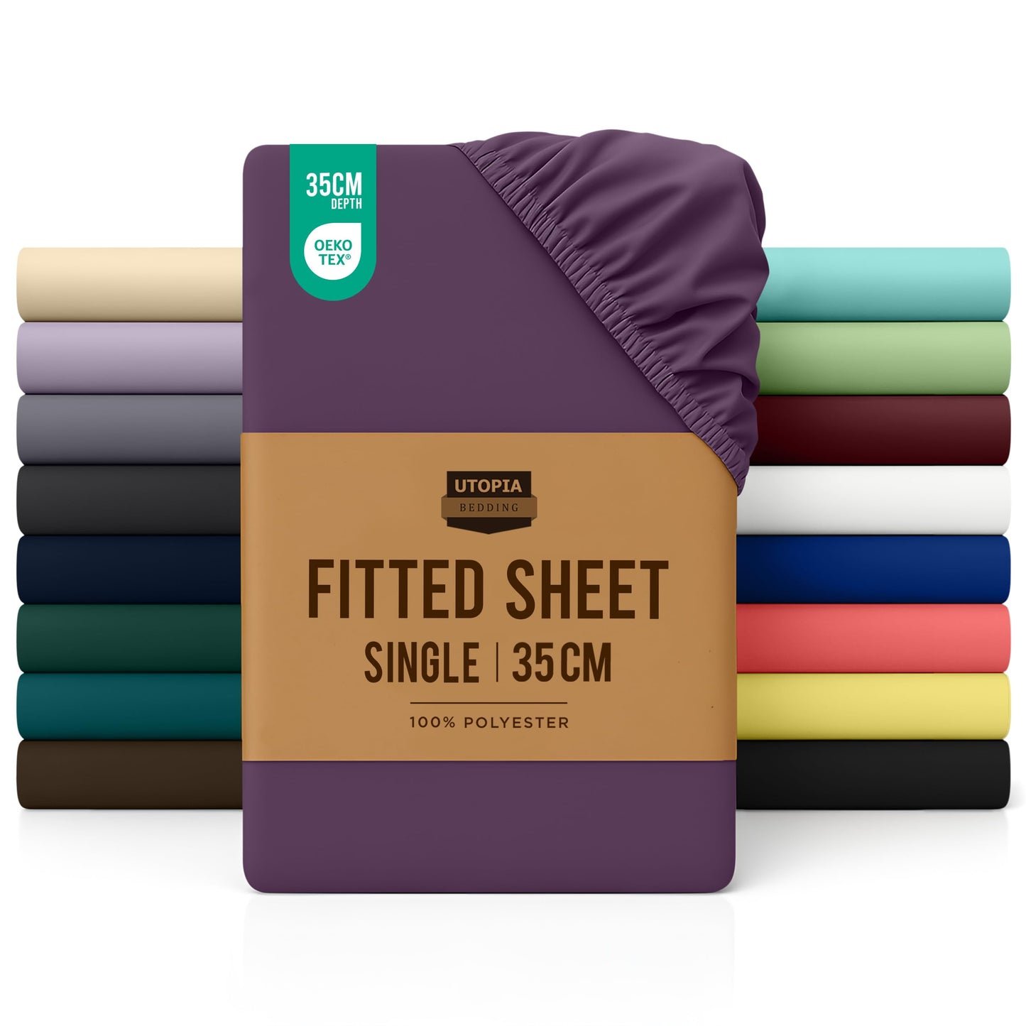 Utopia Bedding Fitted Sheet Double, White - Deep Pocket 14 inch (35 cm) - Easy Care - OEKO-TEX Certified - Soft Brushed Microfibre Fabric - Shrinkage and Fade Resistant - Bottom Sheet