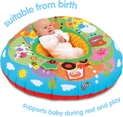 Galt Playnest, Farm - Baby Sit Me Up with Inflatable Ring, Head & Neck Support, 8 Sensory Activities, 90cm Diameter & Machine Washable Cover - Easy Travel, Suitable from Birth - Ages 0 Months Plus