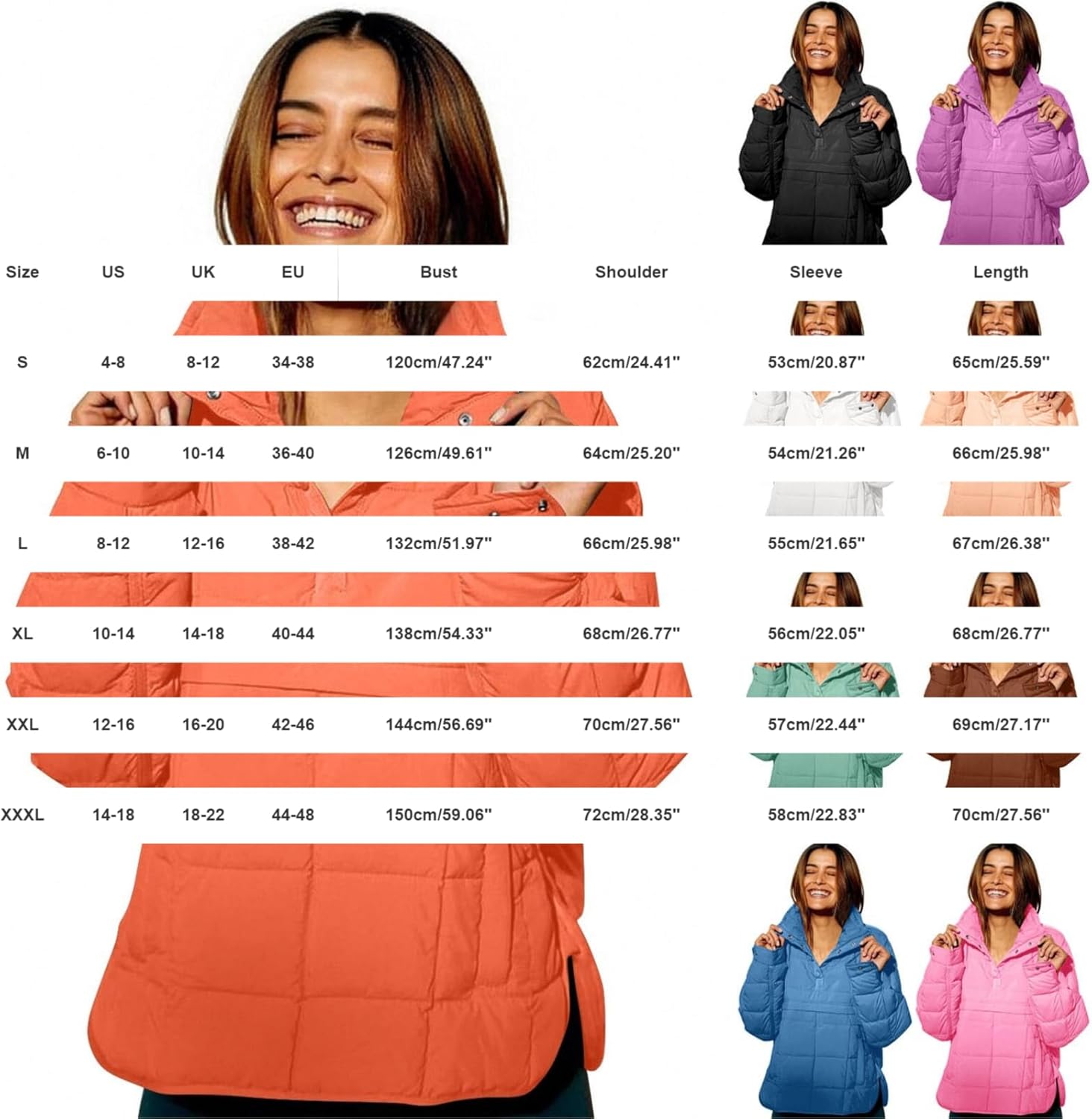 Womens Puffer Pullover Jacket Lightweight Quilted Dolman Hoodies Jackets Quarter Button Full Zip Casual Padded Coats Autumn and Winter Warm Baggy Comfort Outerwear for Hiking Traveling