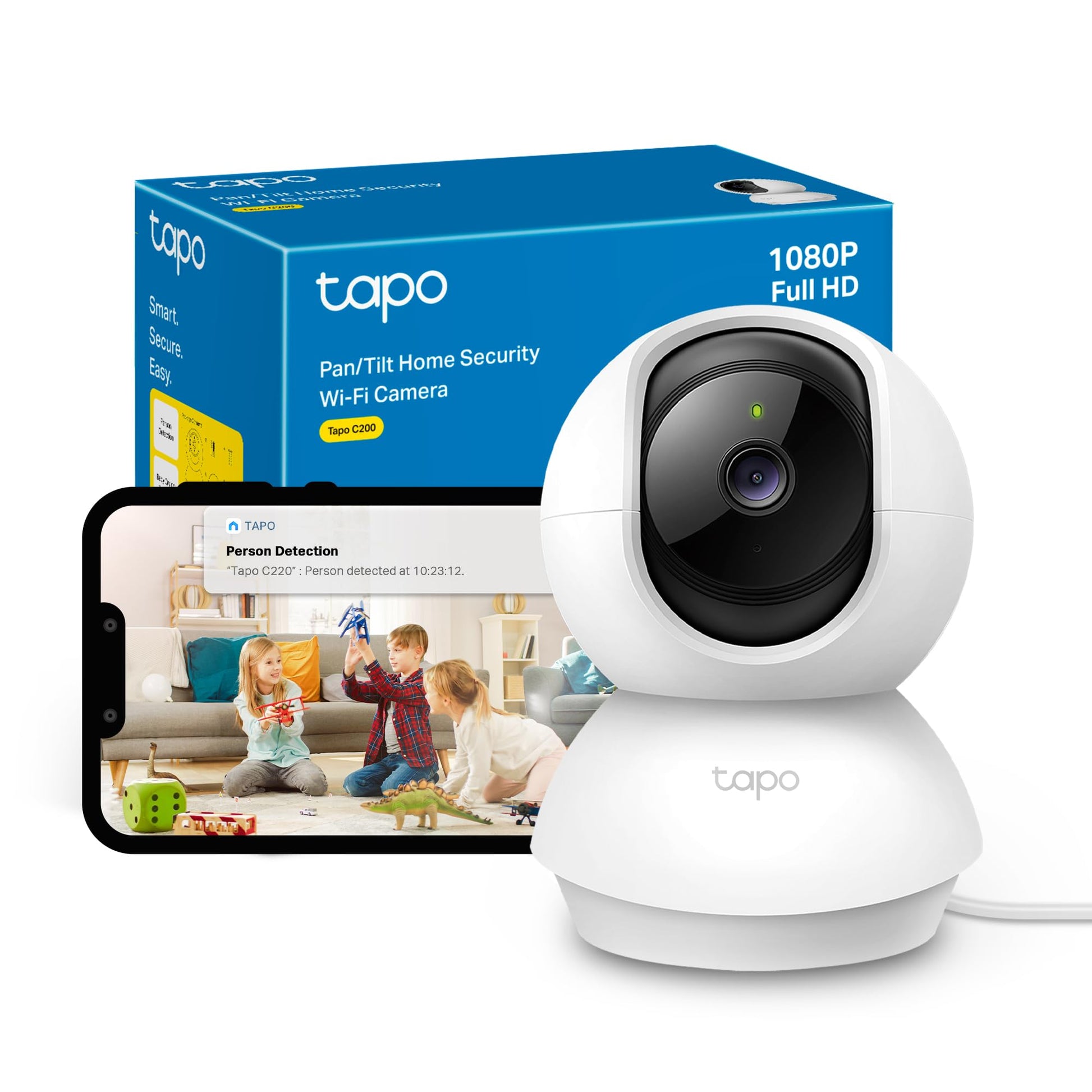 Tapo C211 2K 3MP Pan/Tilt Indoor Camera House Security Camera, WiFi Camera, No Monthly Fee, AI Detection, Dog Camera, Baby Camera Monitor, CCTV, 360° View, Night Vision, Works with Alexa & Google