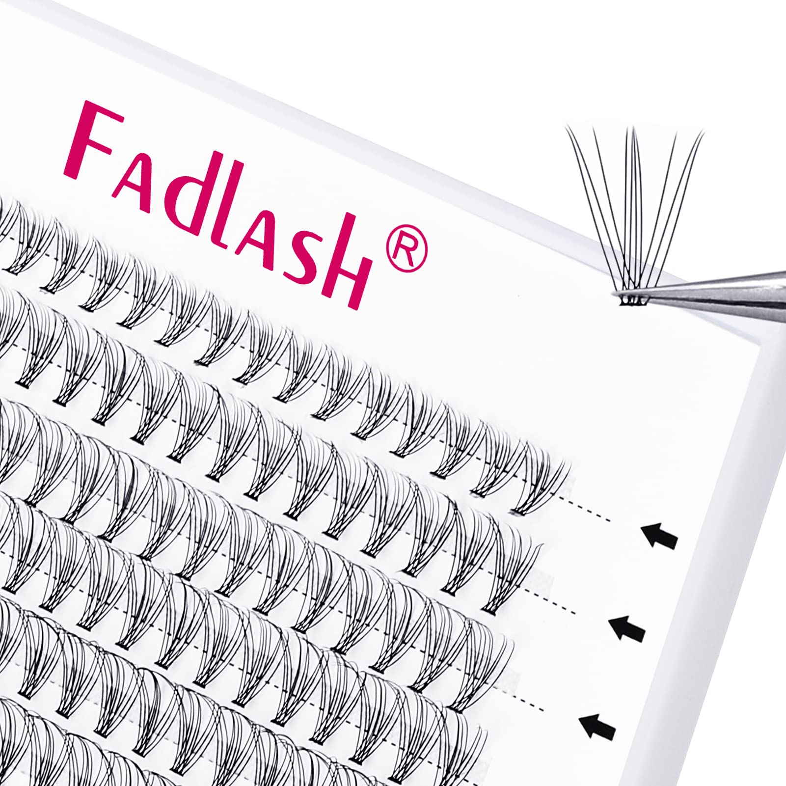 FADLASH DIY Lash Extension Kit Individual Lashes Clusters30P+40P D Curl 8-16mm Lash Bond and Seal, Clusters Lash Glue Remover and Eyelash Tweezers for Eyelash Extensions