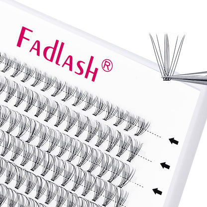 FADLASH DIY Lash Extension Kit Individual Lashes Clusters30P+40P D Curl 8-16mm Lash Bond and Seal, Clusters Lash Glue Remover and Eyelash Tweezers for Eyelash Extensions