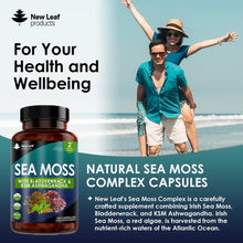 Sea Moss Complex - Pure Irish Sea Moss Capsules with Bladderwrack & KSM Ashwagandha - High Strength Sea Moss Capsule - 120 Fill Vegan Irish Sea Moss Capsules Made in The UK by New Leaf