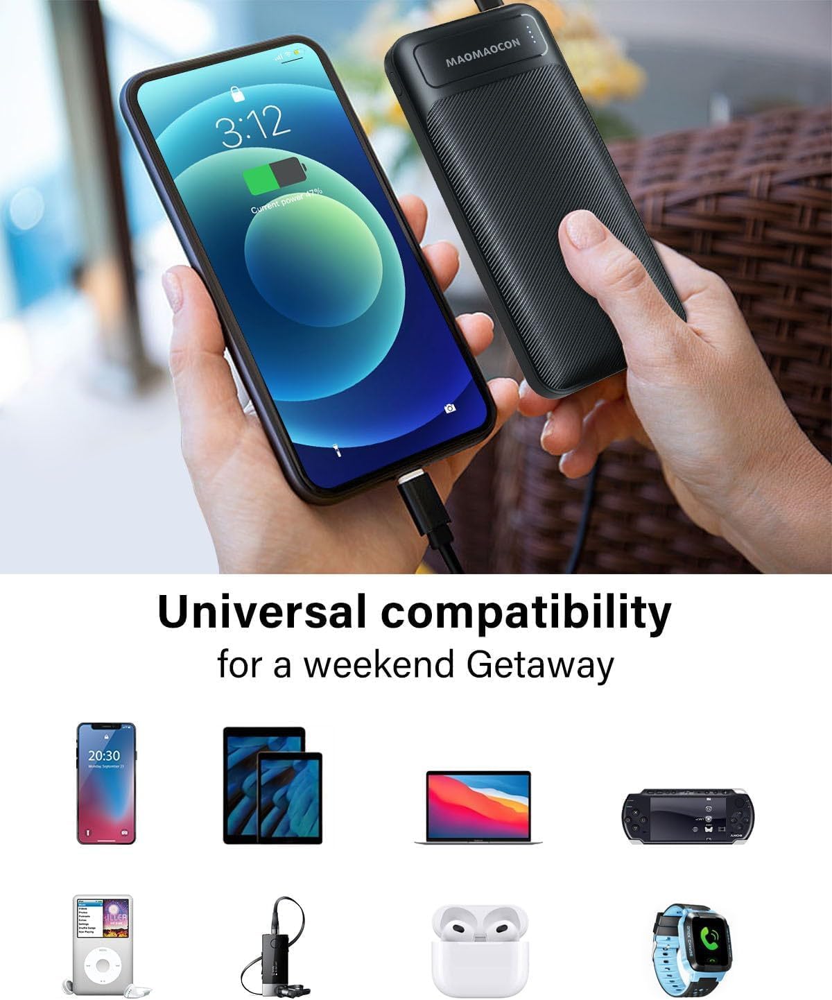 MAOMAOCON 2 Pack Power Bank 10600mAh powerbank Fast Charging PD20W USB C PowerBank Portable Charger Output and Input for Smartphones, Tablets and more