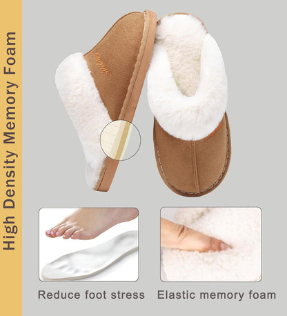 Donpapa Slippers Women Men With Memory Foam Fluffy Winter Ladies Cosy Warm Anti-Slip Plush Fleece Lined House Shoes Indoor Outdoor