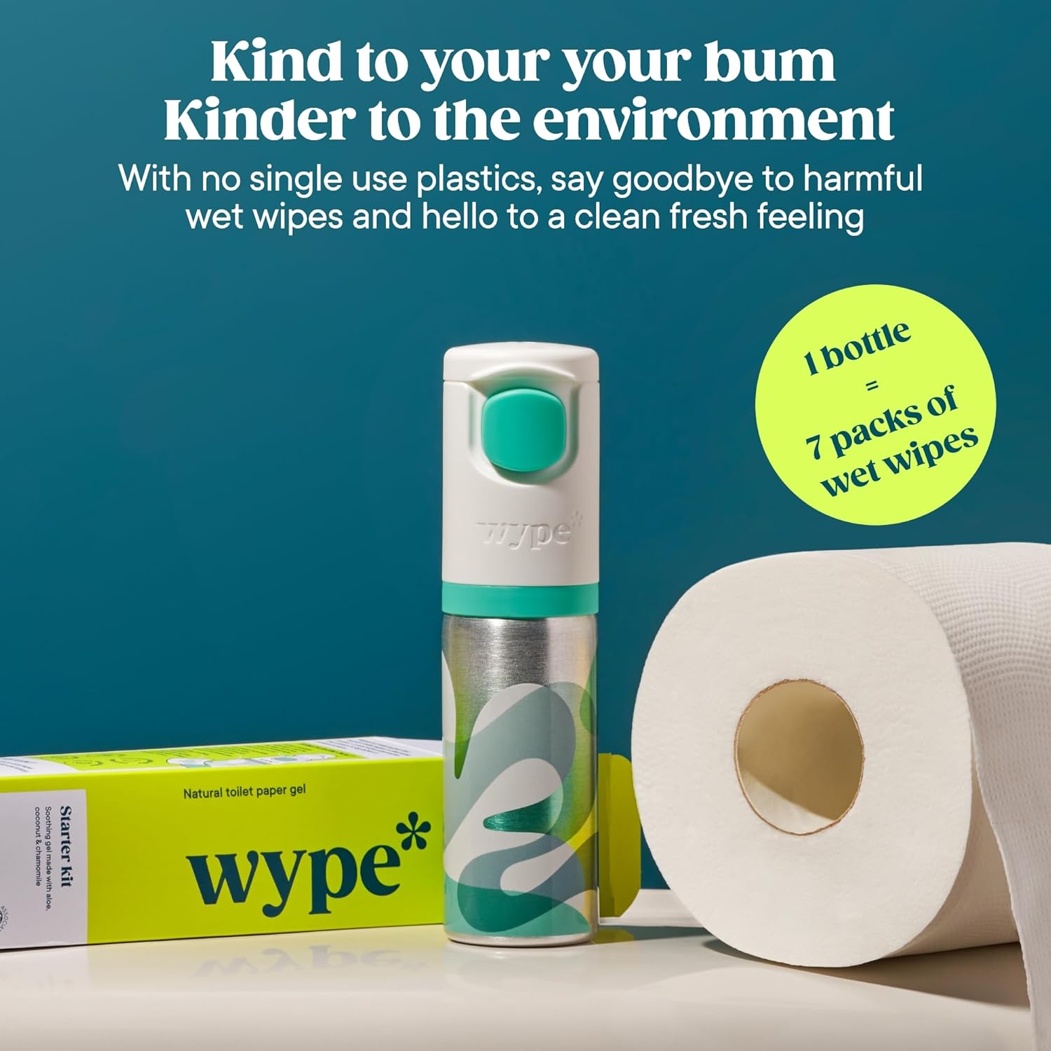 Wype | Home & Away Bundle | Toilet Roll Gel | Flushable Wet Wipe Alternative | Holiday Essentials | COSMOS Organic | 1 x Applicator, 2 x Refills (100ml), 2 x Mini (30ml)
