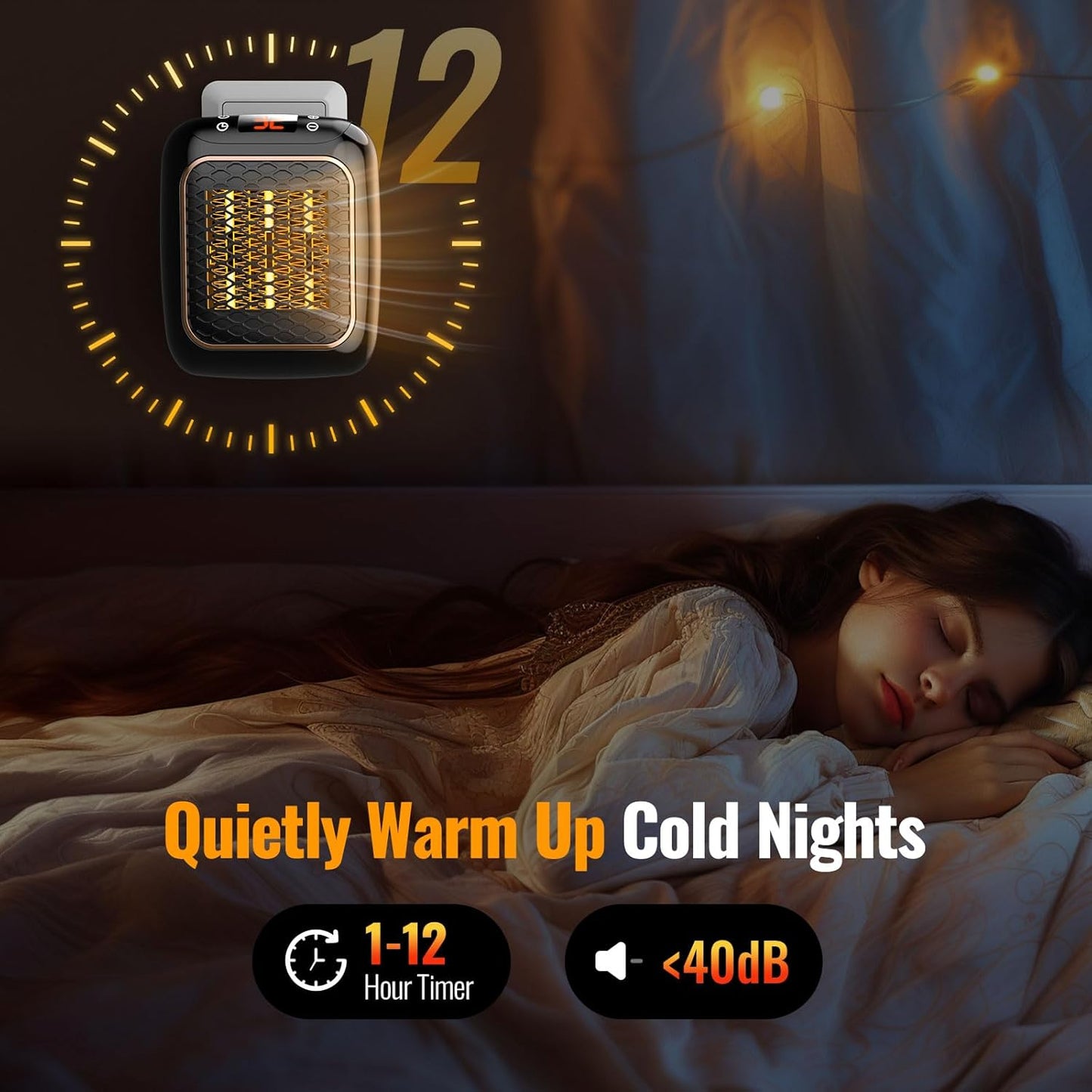 Plug in Heater, 1200W Fan Heaters for Home 2 Mode PTC Ceramic Heaters 1-12H Timer Overheating Protection w Remote Control Electric Heater Energy Efficient BS Plug for Bedroom Office Kitchen Bathroom