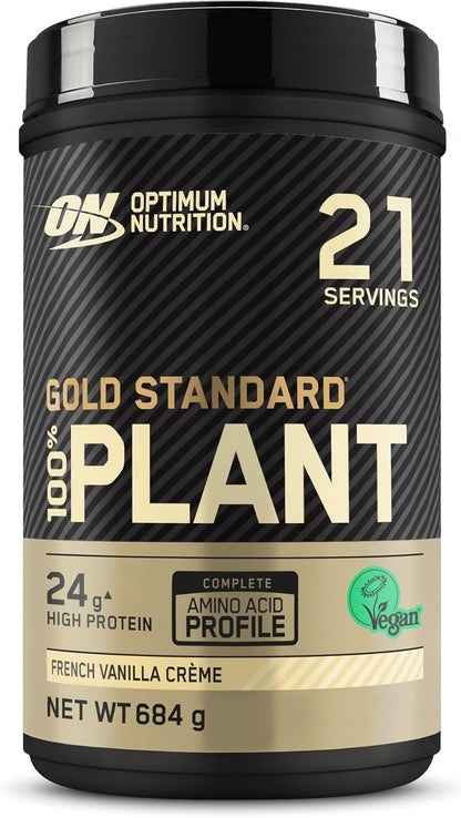 Optimum Nutrition Gold Standard 100% Plant Based Protein Powder for Men and Women, Vegan Protein Shake Powder, Post Workout, or anytime throughout the day, Vanilla Flavour, 21 Servings, 684g