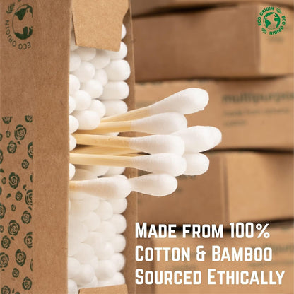 600 Bamboo Cotton Buds |100% Eco-Friendly Biodegradable | Cotton Wool Buds Q Tips | Compostable Bamboo Earbuds | Recycled Plastic Free Packaging | 6x100 Ear Buds Cotton… (600 Count)