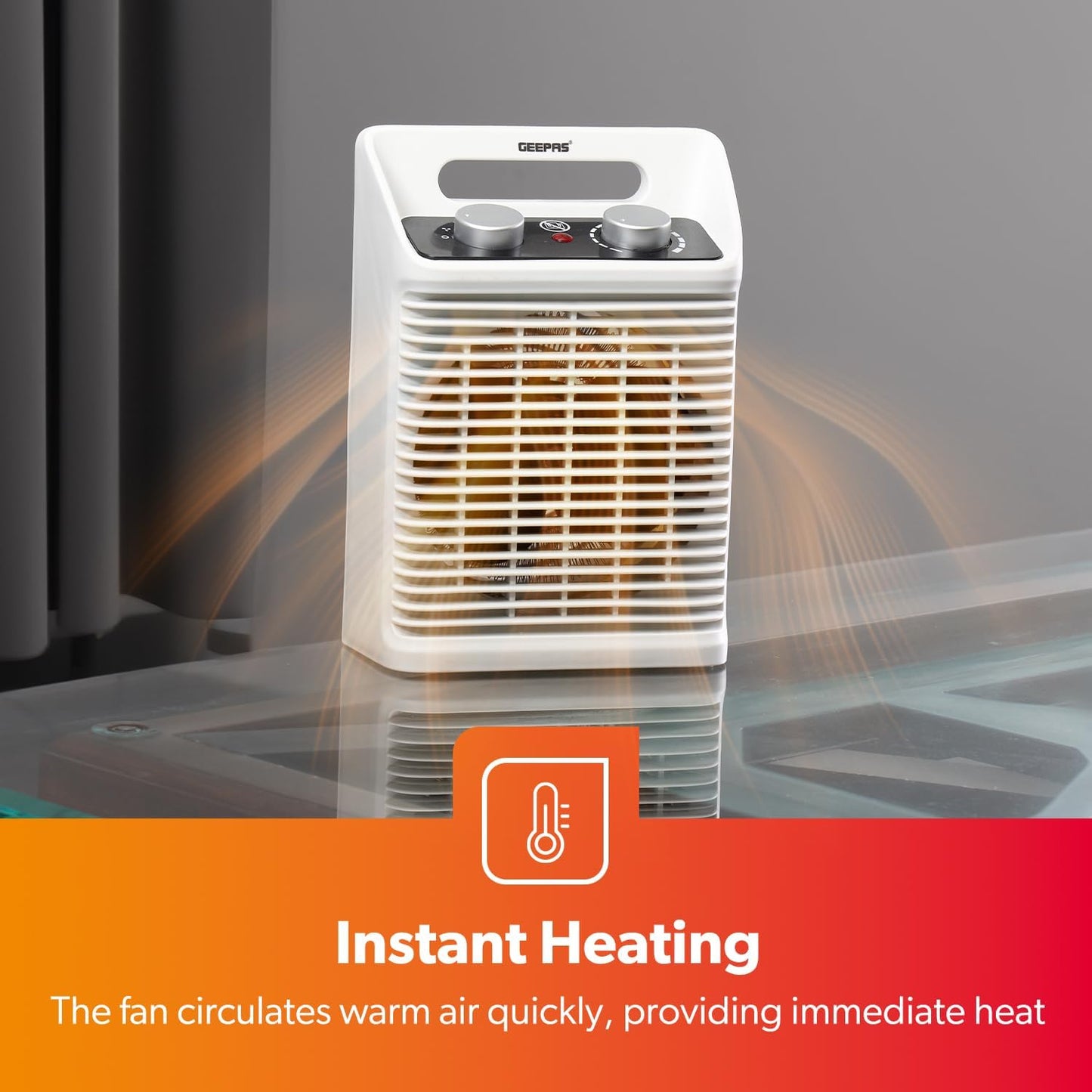 GEEPAS Portable Fan Heater 2000W | Low Running Cost with 2 Heat Settings 1000-2000W Safety Tip-Over Switch & Overheat Protection | Energy Efficient Heater with Cooling/Warm/Hot Mode | 2 Year Warranty