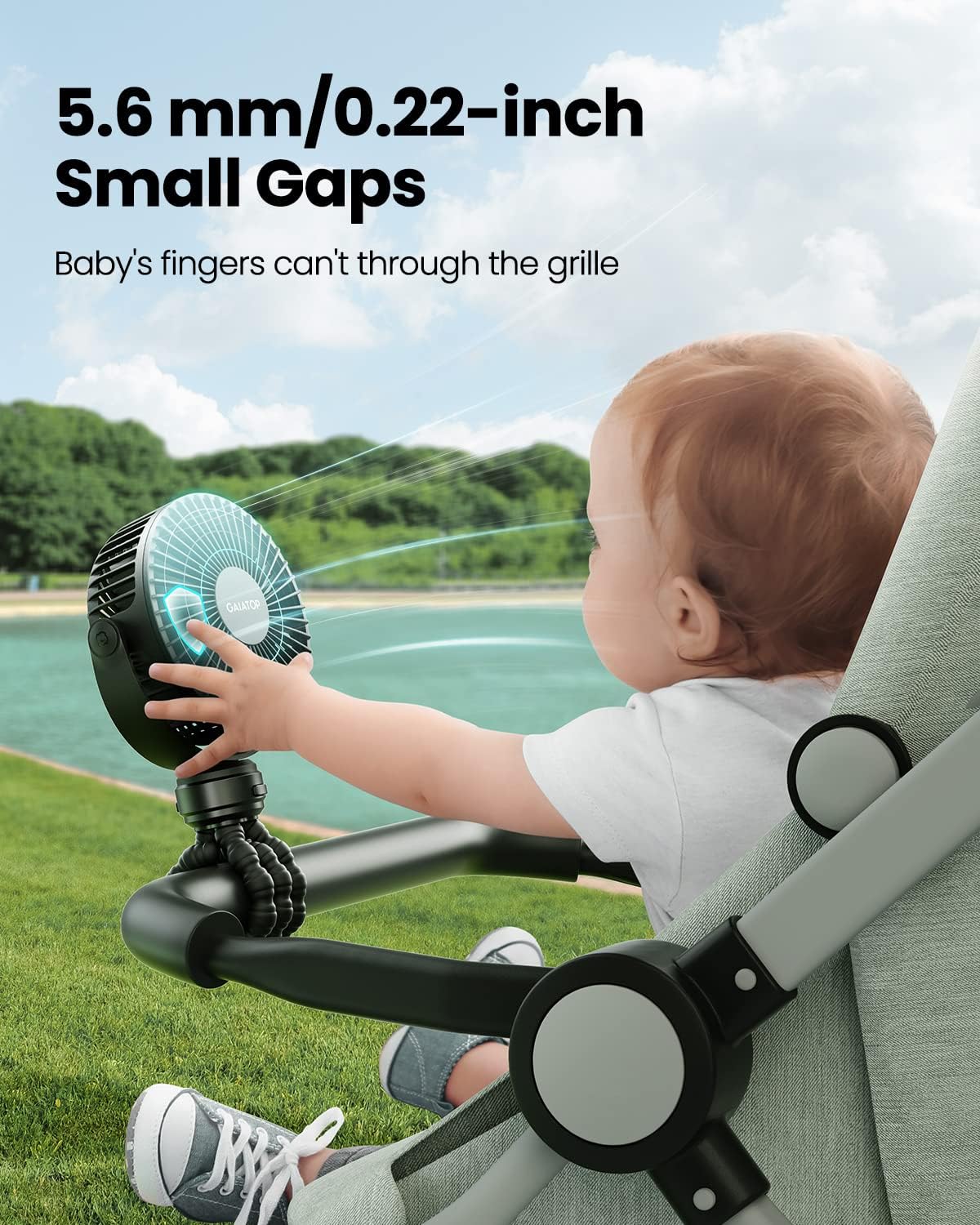 Mini Portable Pram Fan, Rechargeable Small Clip on Fan for Stroller, Detachable 3 Speed 360 Degree Rotate Flexible Tripod Handheld Desk Cooling Car Seat Crib Treadmill Travel Black (SF40)