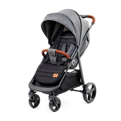 Kinderkraft GRANDE PLUS Stroller pushchair for toddlers from Birth to 22 kg, Extra-large hood, Lie-flat position, Folding with one hand, Shock absorption on all wheels, Black
