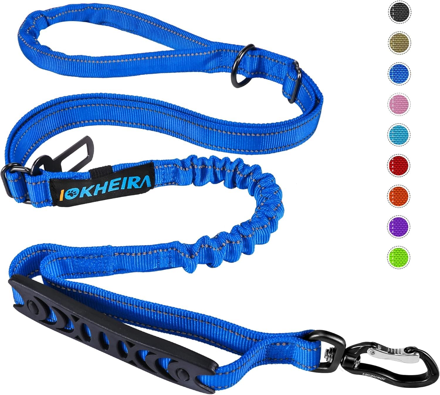 IOKHEIRA Bungee Dog Leash, Anti Pull Dog Leads with Car Seat Belt Buckle, Reflective Thread Dog Leads with Traffic Control Handle, Adjustable Dog Leash for Small Medium Large Dogs