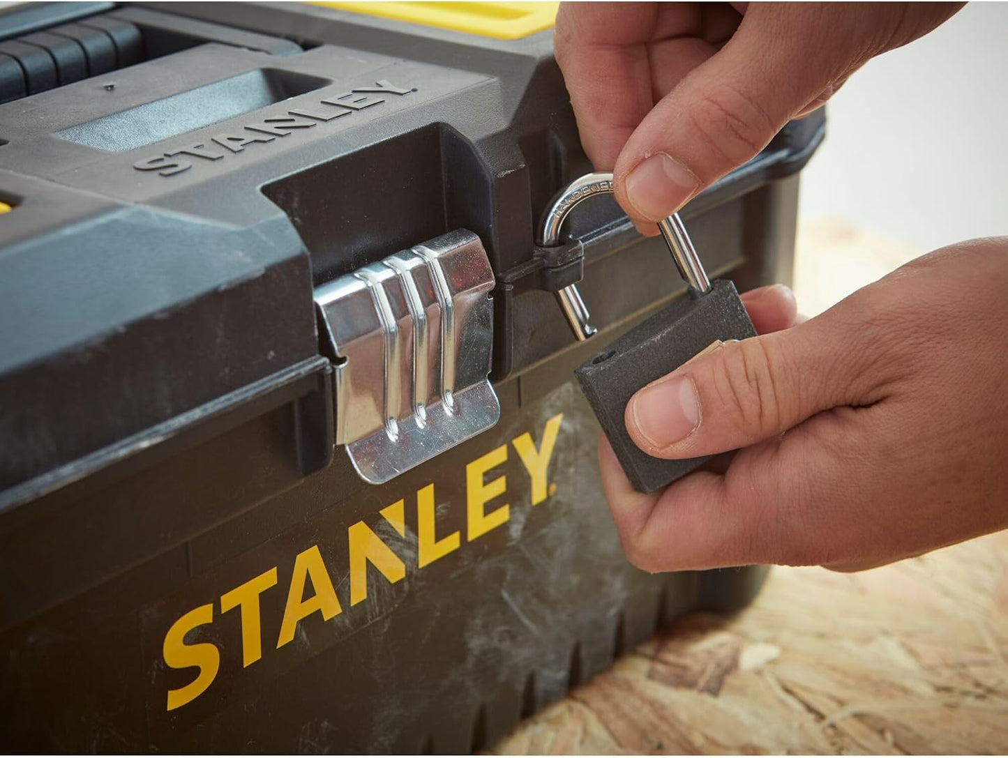 STANLEY Essential Tool Box (16in), Durable Storage Solution with Removable Tote Tray and Organisers, for Parts and Tools Storage, STST1-75518