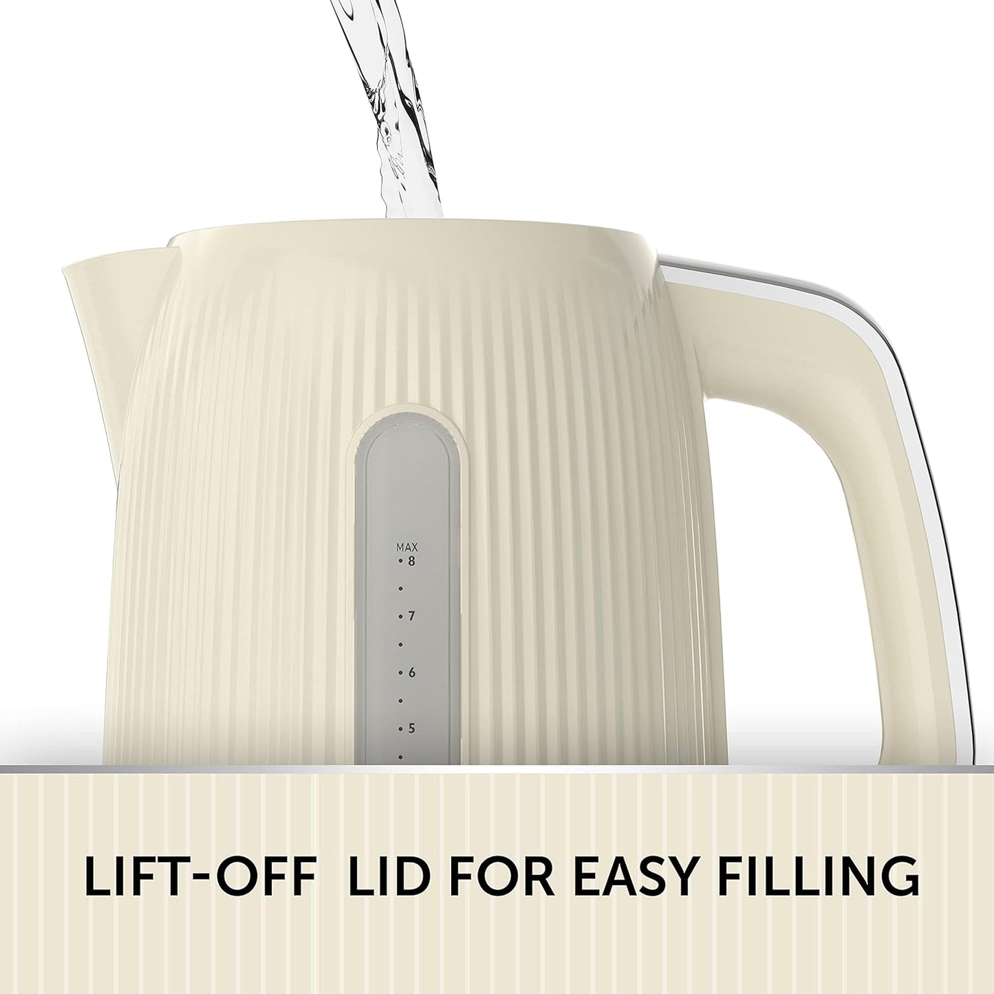 Breville Bold Vanilla Cream Electric Kettle | 1.7L | 3kW Fast Boil | Cream & Silver Chrome [VKT223]