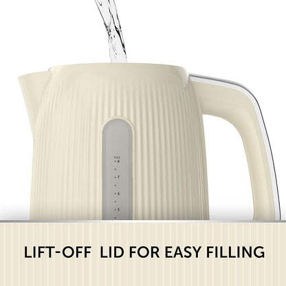 Breville Bold Vanilla Cream Electric Kettle | 1.7L | 3kW Fast Boil | Cream & Silver Chrome [VKT223]