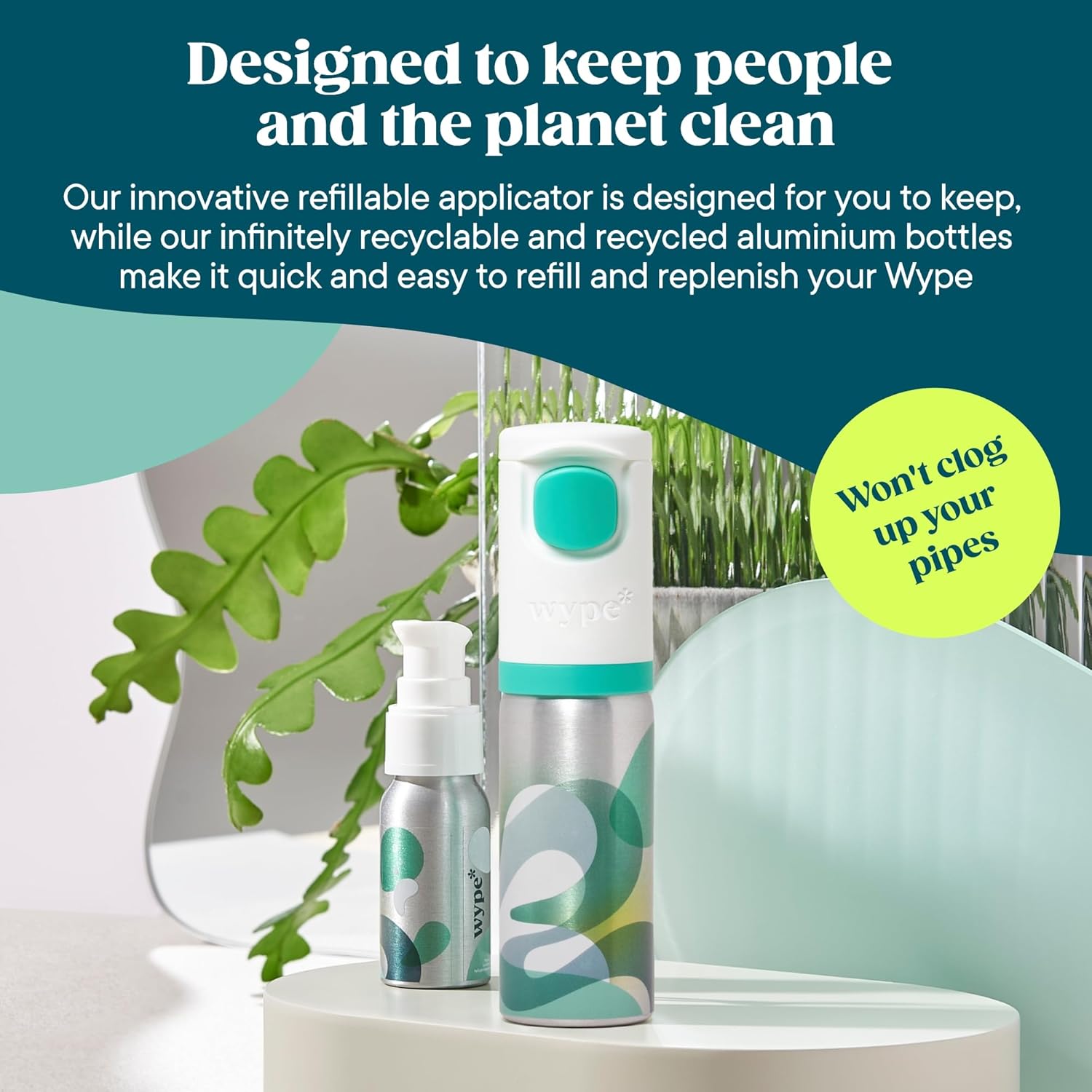 Wype | Home & Away Bundle | Toilet Roll Gel | Flushable Wet Wipe Alternative | Holiday Essentials | COSMOS Organic | 1 x Applicator, 2 x Refills (100ml), 2 x Mini (30ml)