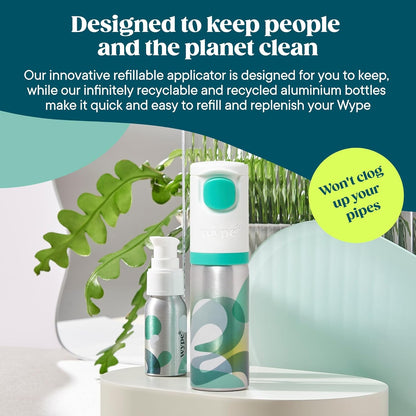 Wype | Home & Away Bundle | Toilet Roll Gel | Flushable Wet Wipe Alternative | Holiday Essentials | COSMOS Organic | 1 x Applicator, 2 x Refills (100ml), 2 x Mini (30ml)