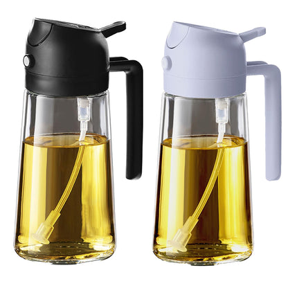 TrendPlain 16oz Olive Oil Spray Bottle - 2 in 1 Olive Oil Dispenser Bottle for Kitchen Accessories - Kitchen Gadgets, For Air Fryer (Black)