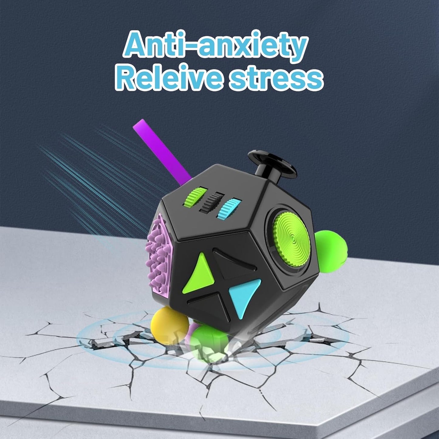 Fidget Cube With 12 Sides Figet Cube Adult Infinity Fidget Cube Toy Stress & Anxiety Cube Toy for all Ages with ADHD, ADD, ASD, ADHD Fidget Cube for Adults Kids Killing Time Gifts Christmas Gifts