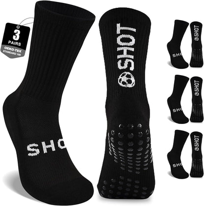 inaWarm Football Grip Socks for Men Women & Kids 3 Pairs, Breathable Cushioned Rugby Basketball School Football Socks with Non Slip Grip Tech, Arch Compression for Multi-Sport Training Boys Adults